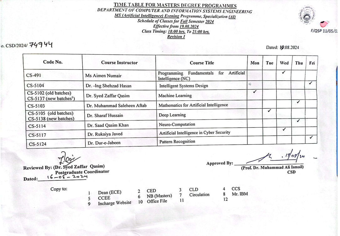 MS AI Class Schedule Revision 1